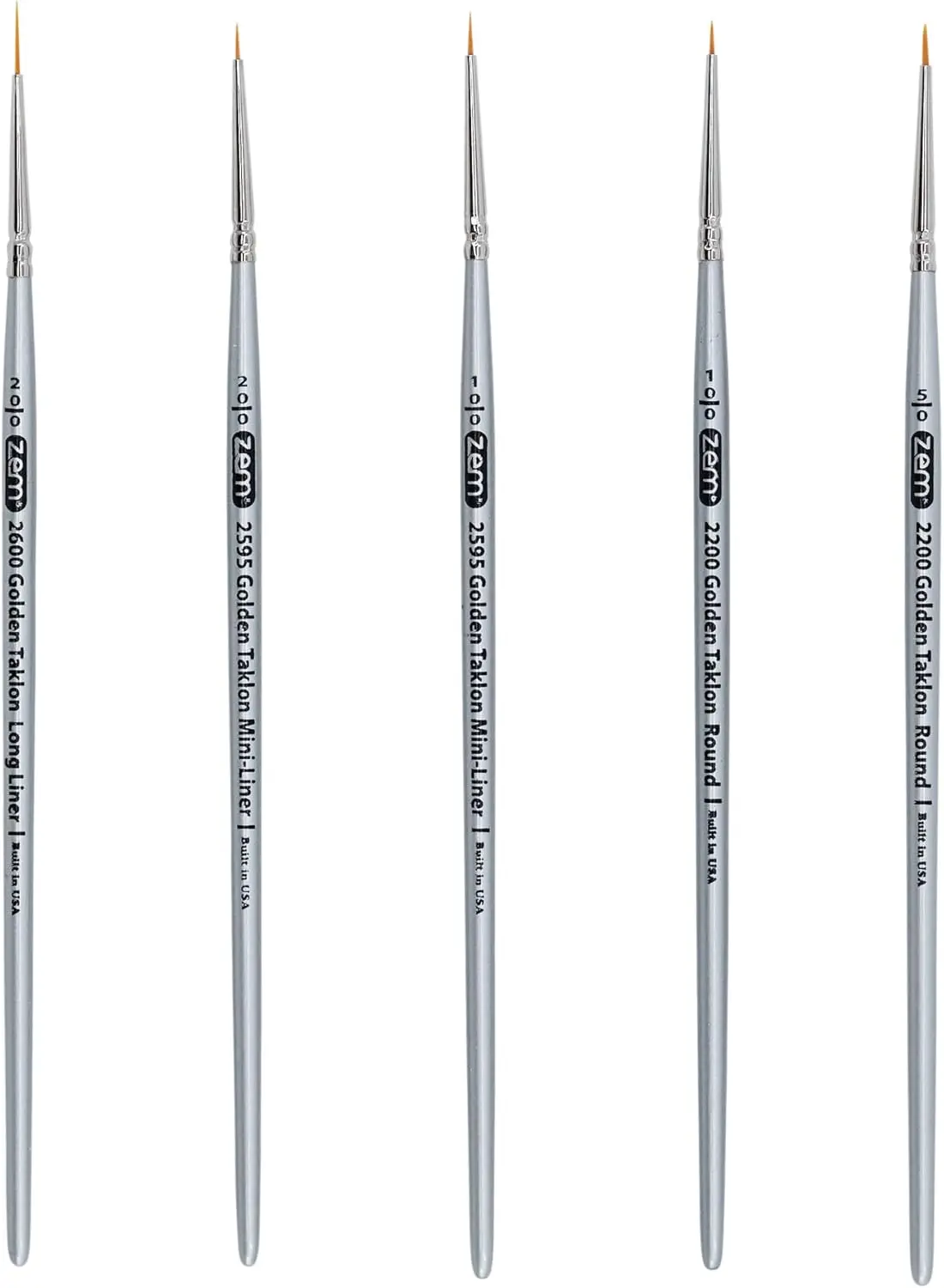Golden Taklon Miniature Detail Brush Set Long Liner 20/0, Mini Liners 20/0, 10/0, Details 10/0, 5/0 for Acrylic Watercolor
Golden Taklon Miniature Detail Brush Set Long Liner 20/0, Mini Liners 20/0, 10/0, Details 10/0, 5/0 for Acrylic Watercolor