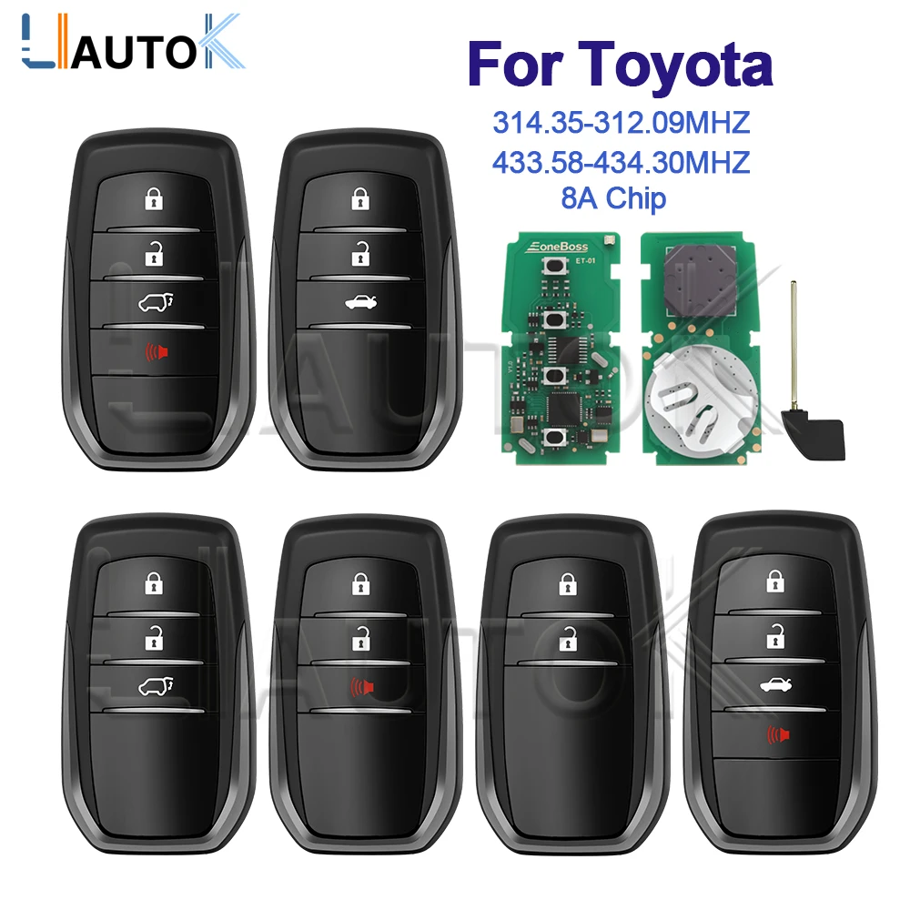 Умный ключ-пульт для автомобиля Toyota HILUX INNOVA FORTUNER SW4 0182 0010 с чипом 8A, частота 433.58-434.30 МГц, 314.35-312.09 МГц, 2/3/4 кнопки
Умный ключ-пульт для автомобиля Toyota HILUX INNOVA FORTUNER SW4 0182 0010 с чипом 8A, частота 433.58-434.30 МГц, 314.35-312.09 МГц, 2/3/4 кнопки