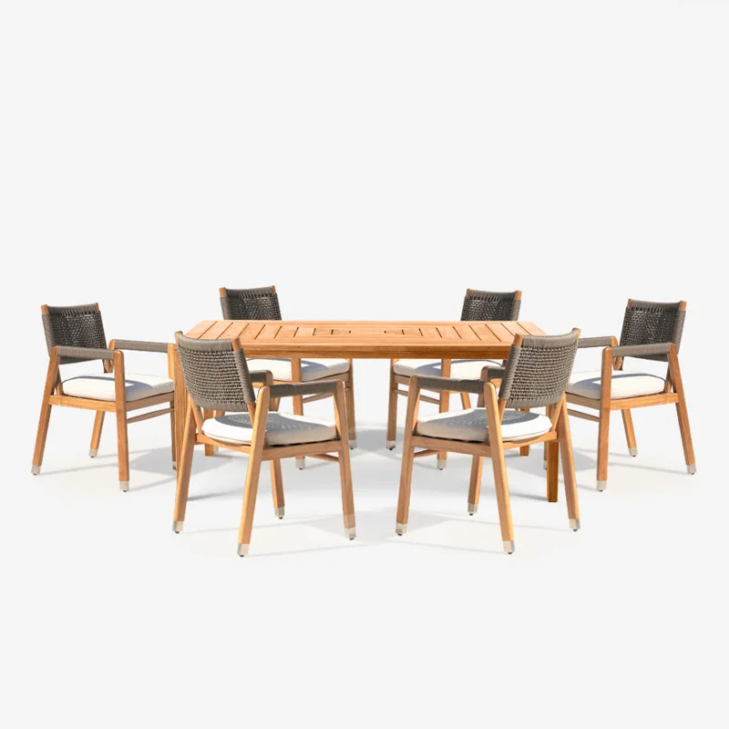 Custom Outdoor Teak Table and Chair Courtyard Hotel Leisure Chair Villa Terrace Garden Outdoor Solid Wood Furniture Parasol
Custom Outdoor Teak Table and Chair Courtyard Hotel Leisure Chair Villa Terrace Garden Outdoor Solid Wood Furniture Parasol