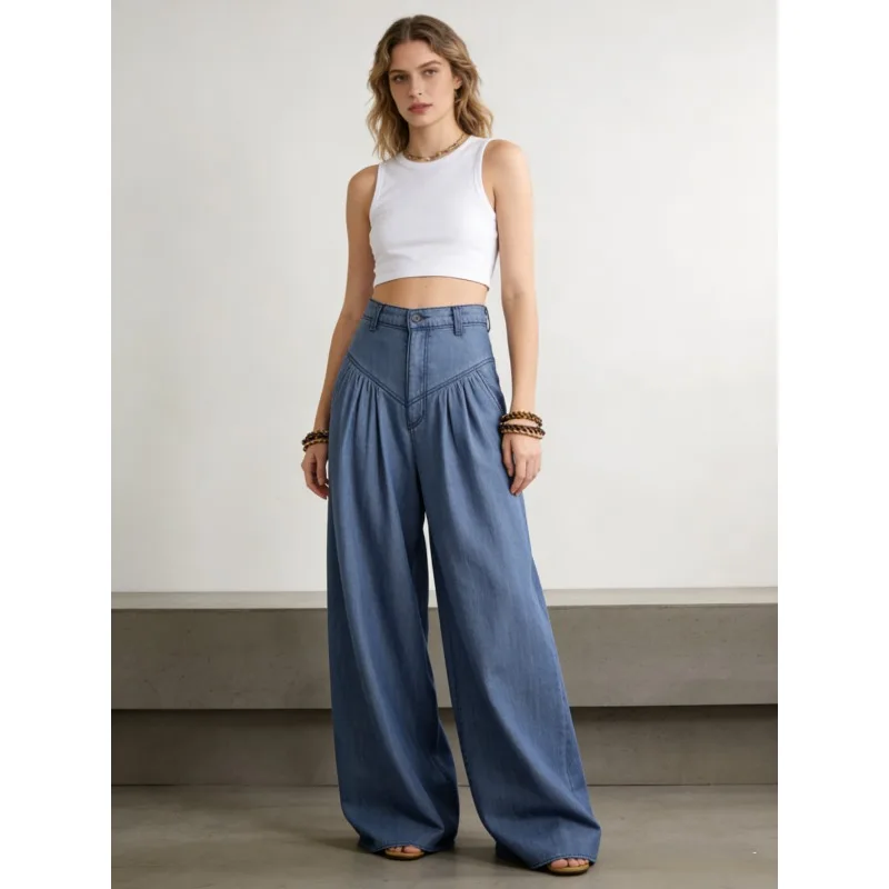 Tinaa Blue Women's Jeans 2026 Cotton Pleated High Waist Pockets Wide-leg Zipper Soft Denim Pants Woman Baggy Bottoms 177290
Tinaa Blue Women's Jeans 2026 Cotton Pleated High Waist Pockets Wide-leg Zipper Soft Denim Pants Woman Baggy Bottoms 177290