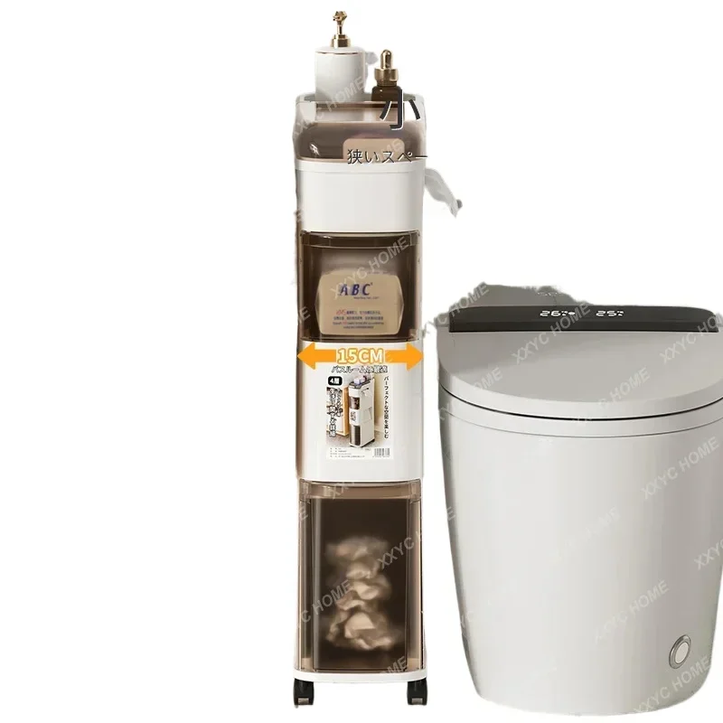 #Toilet crevice cabinet with trash can, bathroom crevice storage cabinet, toilet side storage narrow
#Toilet crevice cabinet with trash can, bathroom crevice storage cabinet, toilet side storage narrow