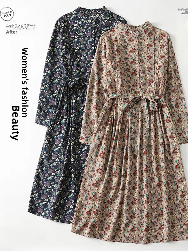 Retro Long Sleeve Print Blouse Dress Waist Cinched Midi Shirt Dress Large Size Ladies Loose Fit Spring Season Daily Wear
Retro Long Sleeve Print Blouse Dress Waist Cinched Midi Shirt Dress Large Size Ladies Loose Fit Spring Season Daily Wear