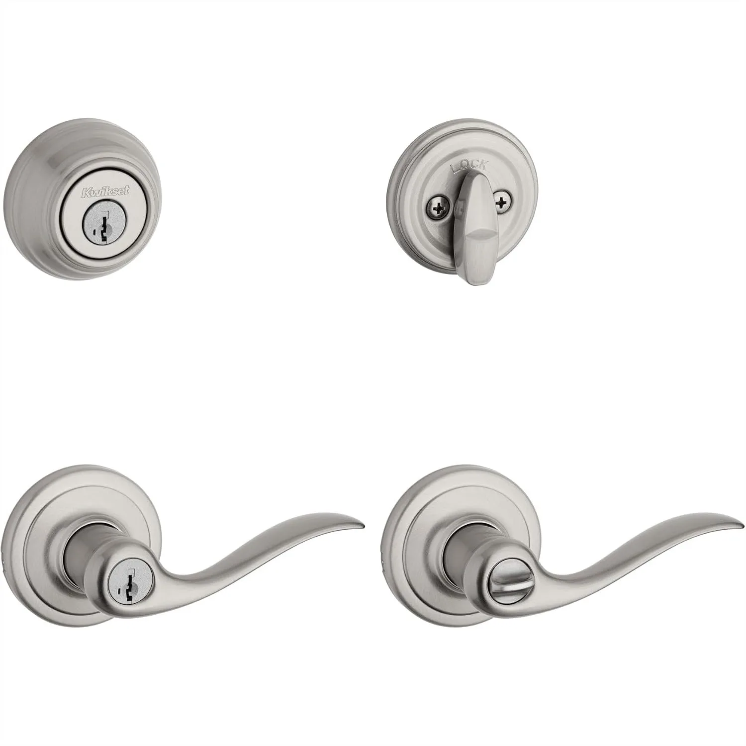 Entry Lever and Deadbolt Combo Pack with SmartKey, Satin Nickel, Reversible for Left or Right Handed Doors
Entry Lever and Deadbolt Combo Pack with SmartKey, Satin Nickel, Reversible for Left or Right Handed Doors