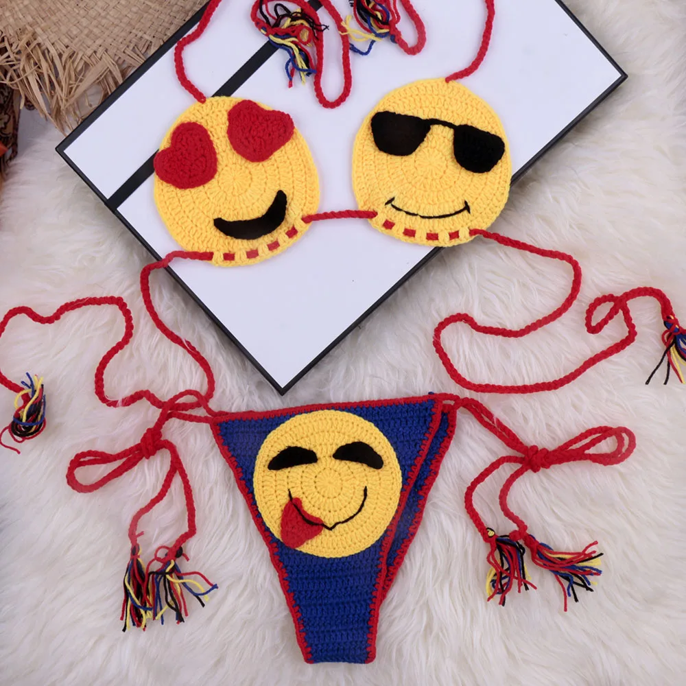 Бразильский комплект бикини Smiley Face, вязаные купальные костюмы для девушек, сексуальные микро бикини 2024, вязаные стринги, купальник, женский купальник, пляжная одежда
Бразильский комплект бикини Smiley Face, вязаные купальные костюмы для девушек, сексуальные микро бикини 2024, вязаные стринги, купальник, женский купальник, пляжная одежда