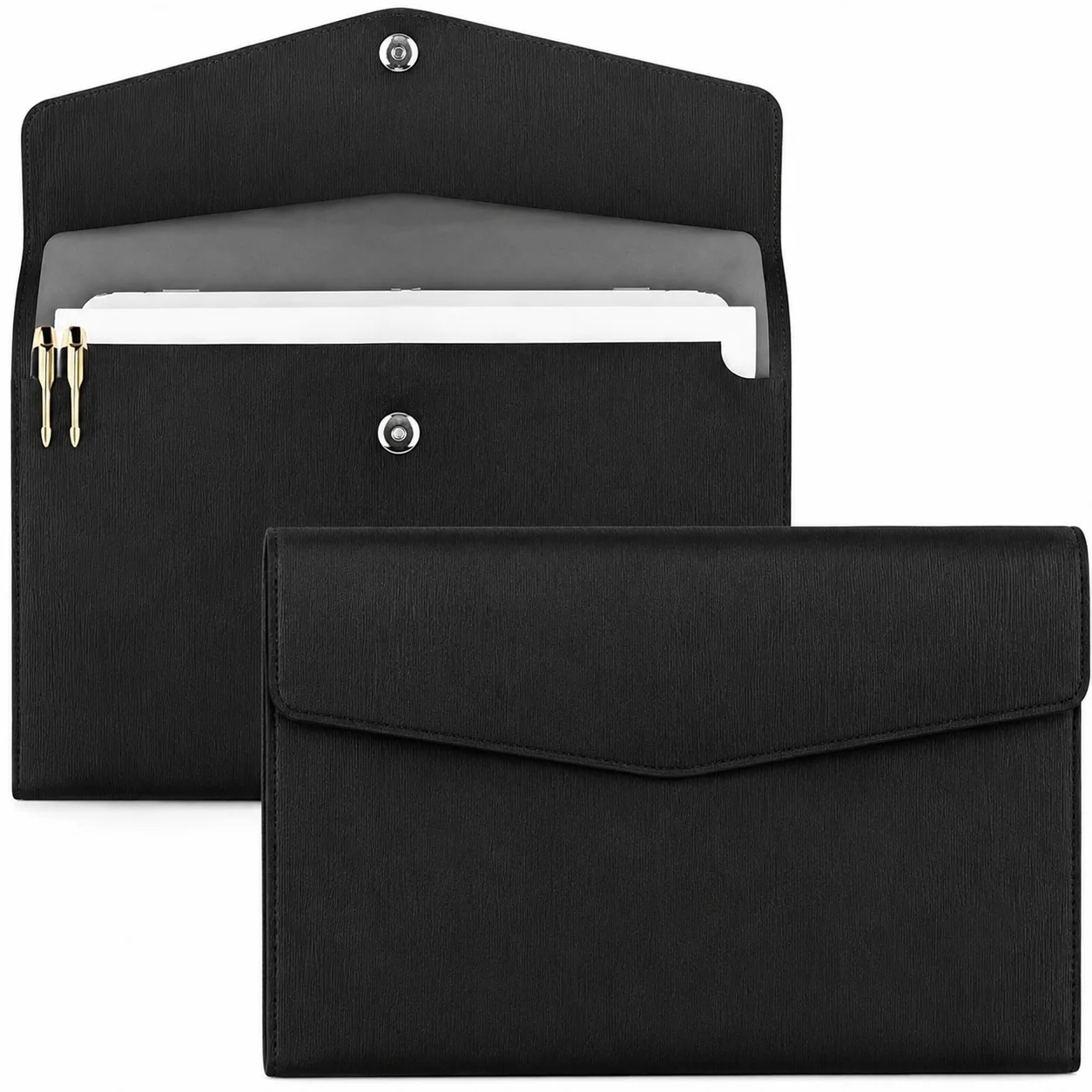 Black A4 File Organizer Bag, Waterproof PU Leather Document Holder with Magnetic Closure, Fits 200 Sheets and 28cm Devices
Black A4 File Organizer Bag, Waterproof PU Leather Document Holder with Magnetic Closure, Fits 200 Sheets and 28cm Devices
