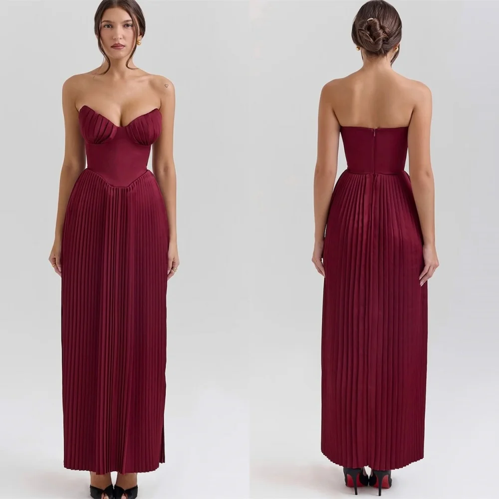 Customized High Quality Burgundy Jersey Evening Dress Temperament Strapless Sleeveless Zipper Back Special Occasion Gowns
Customized High Quality Burgundy Jersey Evening Dress Temperament Strapless Sleeveless Zipper Back Special Occasion Gowns