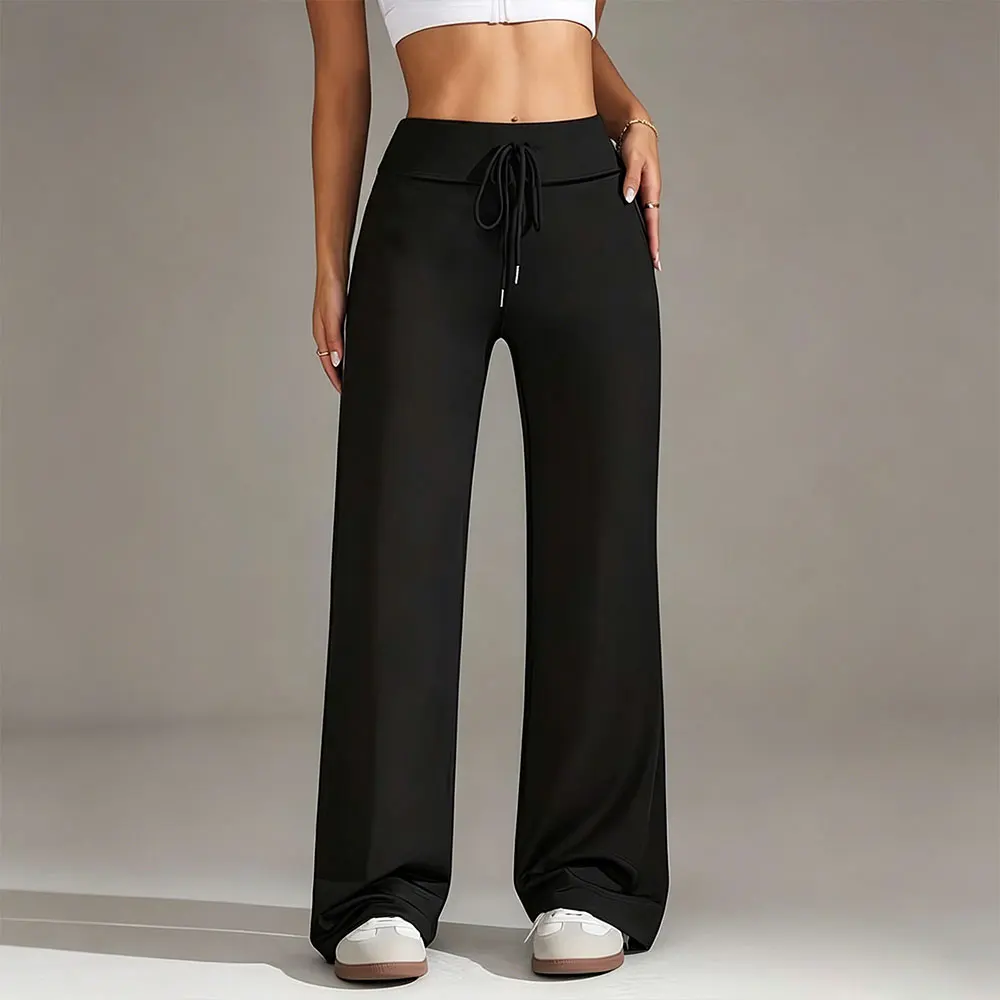 Womens Drawstring Straight Pants High Waist Wide Leg Yoga Trousers Breathable Loose Sweatpants For Fitness Running Casual Wear
Womens Drawstring Straight Pants High Waist Wide Leg Yoga Trousers Breathable Loose Sweatpants For Fitness Running Casual Wear