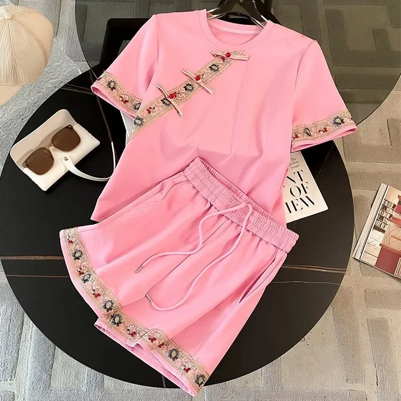Womens Summer Embroidery Two Piece Set Short Sleeve Top and Shorts Casual Slim Fit Outfit
Womens Summer Embroidery Two Piece Set Short Sleeve Top and Shorts Casual Slim Fit Outfit