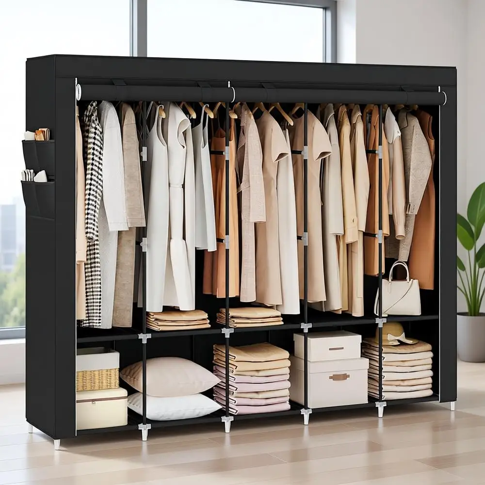 Большой портативный органайзер для гардероба с 5 стержнями, полками, 4 карманами, 17,7x83x65,7 дюйма, идеально подходит для домашнего хранения
Большой портативный органайзер для гардероба с 5 стержнями, полками, 4 карманами, 17,7x83x65,7 дюйма, идеально подходит для домашнего хранения