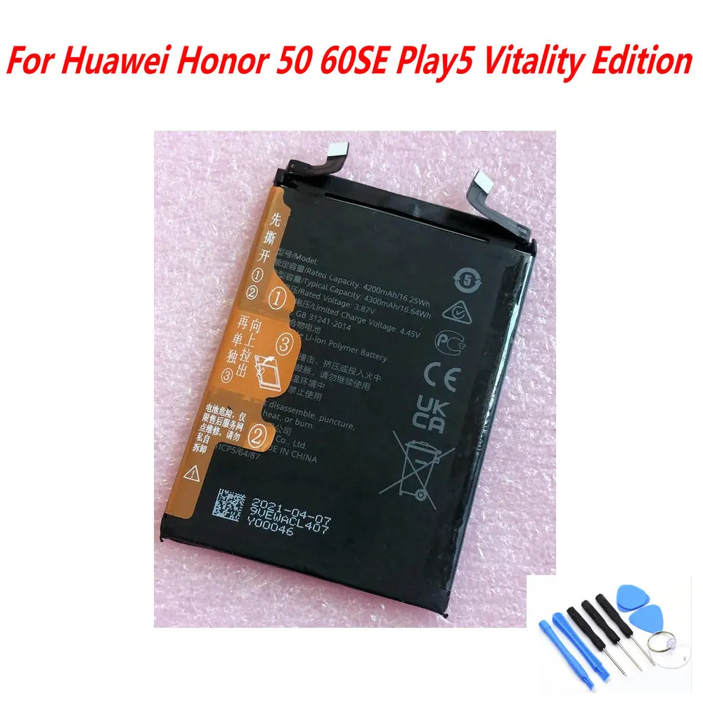 Original 3.87V 4200mAh Battery For Huawei Honor 50/ 60SE/ Play5 Vitality Edition Honor ntx-nx9 Smartphone
Original 3.87V 4200mAh Battery For Huawei Honor 50/ 60SE/ Play5 Vitality Edition Honor ntx-nx9 Smartphone