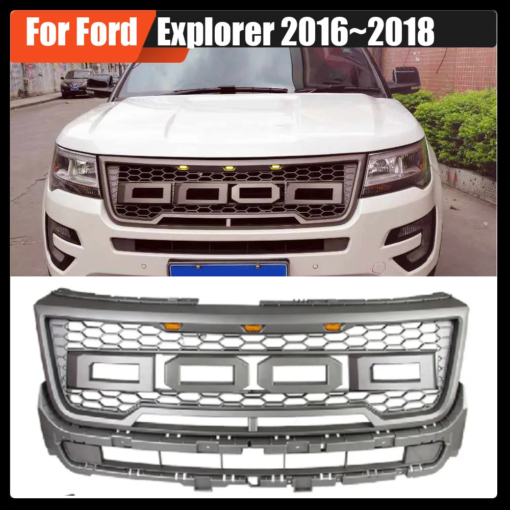 Modified Front Racing Grills LED Grill Mesh Grille Mask Cover Bumper Upper Grille Sport Style For Ford Explorer 2016~2018 
Modified Front Racing Grills LED Grill Mesh Grille Mask Cover Bumper Upper Grille Sport Style For Ford Explorer 2016~2018