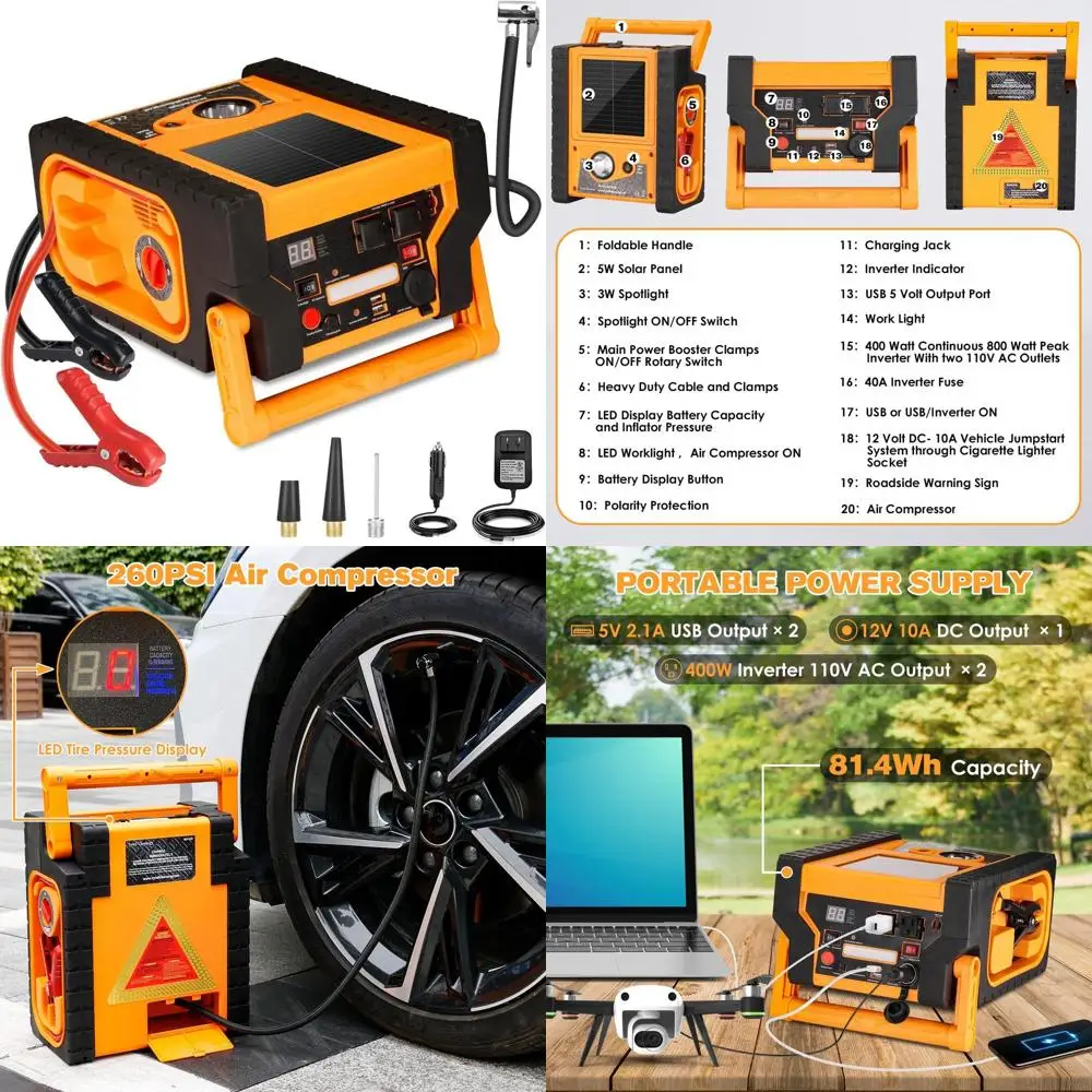 Пусковой стартер 2000 А с воздушным компрессором, пусковой стартер для автомобильного аккумулятора на солнечной батарее, 260 фунтов на квадратный дюйм, 22000 мАч, 12 В, автоматический свинцово-кислотный ба
Пусковой стартер 2000 А с воздушным компрессором, пусковой стартер для автомобильного аккумулятора на солнечной батарее, 260 фунтов на квадратный дюйм, 22000 мАч, 12 В, автоматический свинцово-кислотный ба