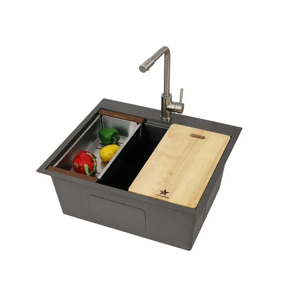 Workstation Ledge Topmount Dropin Single Bowl 304 Stainless Steel Kitchen Yard Bar Laundry Office Sink, With Grid, Wood Hold Co
Workstation Ledge Topmount Dropin Single Bowl 304 Stainless Steel Kitchen Yard Bar Laundry Office Sink, With Grid, Wood Hold Co