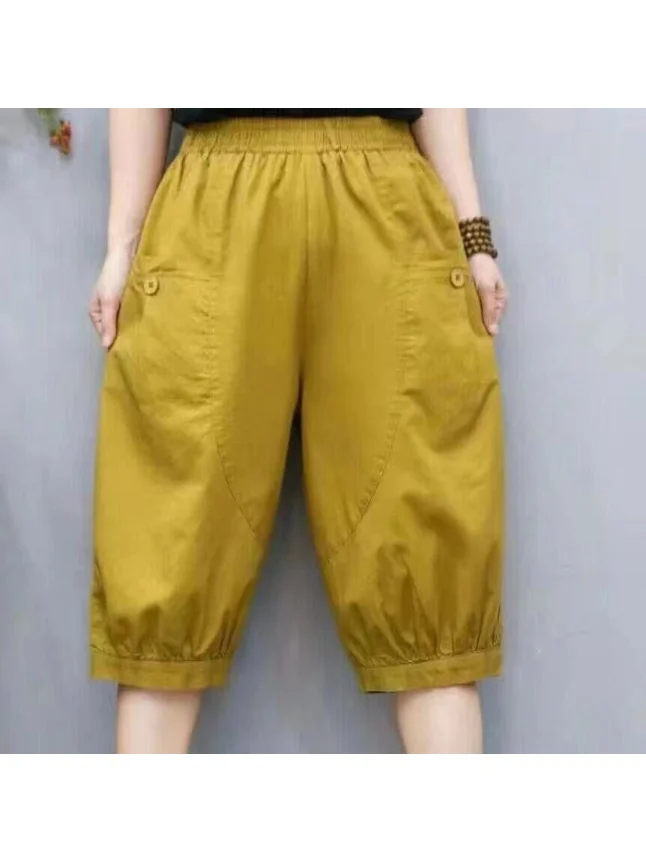 Women's Casual Elastic Waist Harlan Pants Summer New Style Slimming Thin Leggings Polyester Fiber Mid-Low Waist Pocket
Women's Casual Elastic Waist Harlan Pants Summer New Style Slimming Thin Leggings Polyester Fiber Mid-Low Waist Pocket