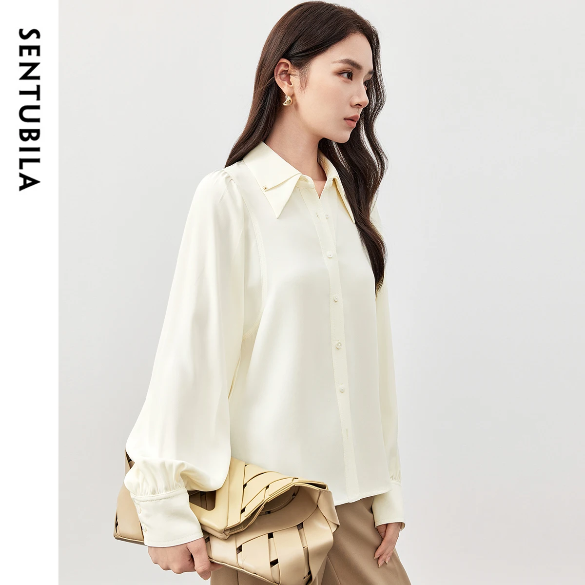SENTUBILA Luxury Women's Commute Shirts Women 2025 Solid Minimalist Double-layer Puff Sleeve Elegant Long Sleeve Tops 151C58591
SENTUBILA Luxury Women's Commute Shirts Women 2025 Solid Minimalist Double-layer Puff Sleeve Elegant Long Sleeve Tops 151C58591