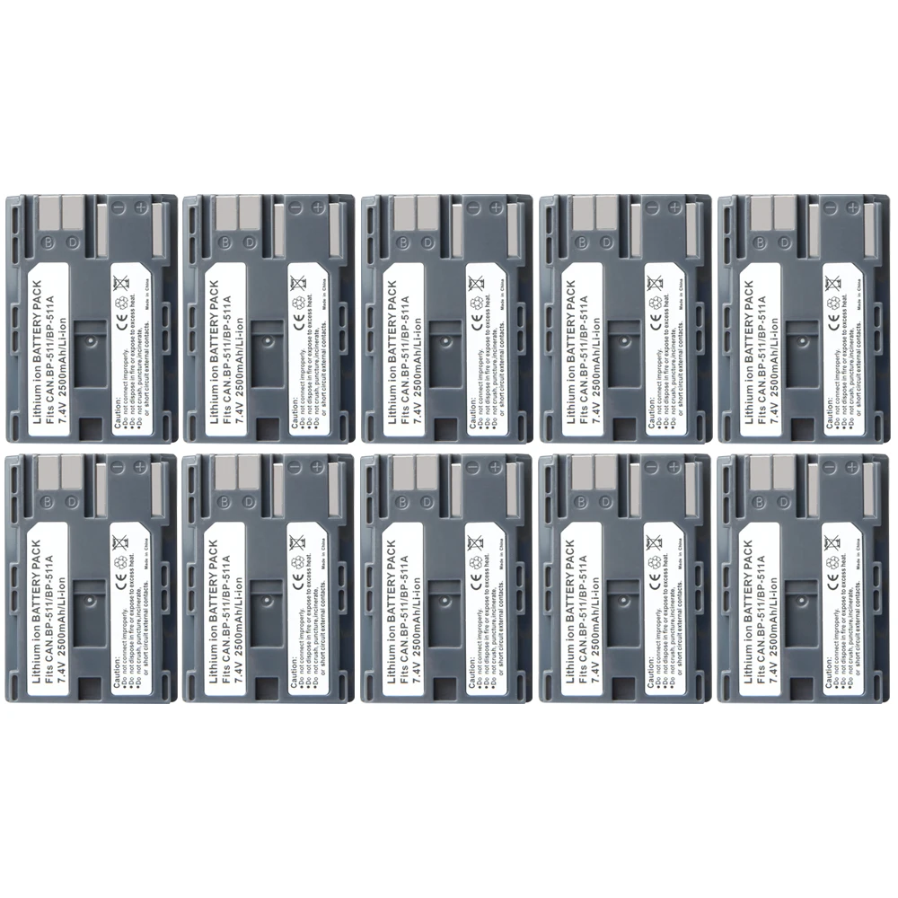 Hot 10Pcs 2500mAh BP-511 BP511 BP 511 BP-511A Battery For Canon G6 G5 G3 G2 G1 EOS 300D 50D 40D 30D 20D 5D MV300i Digital Camera
Hot 10Pcs 2500mAh BP-511 BP511 BP 511 BP-511A Battery For Canon G6 G5 G3 G2 G1 EOS 300D 50D 40D 30D 20D 5D MV300i Digital Camera