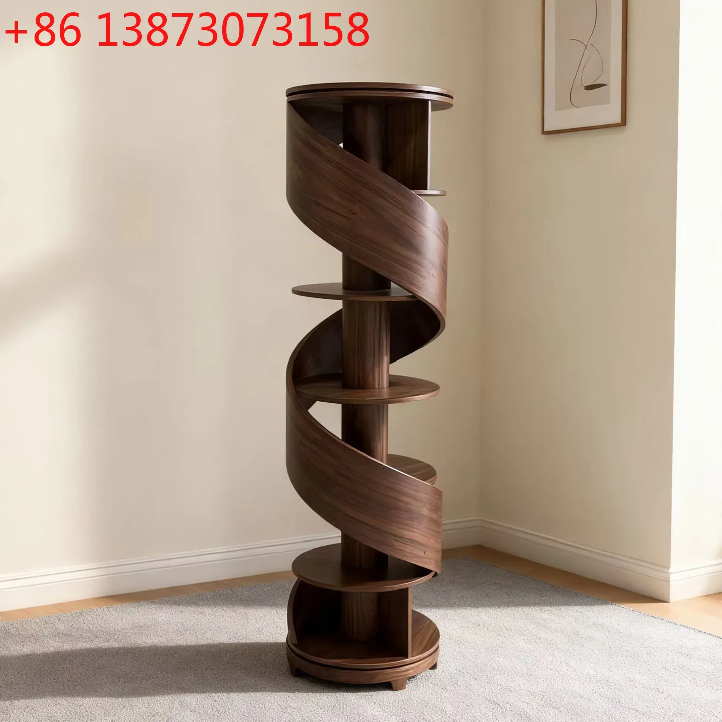Italian minimalist North American black walnut spiral bookshelf living room wall solid wood shelf creative round display stand
Italian minimalist North American black walnut spiral bookshelf living room wall solid wood shelf creative round display stand