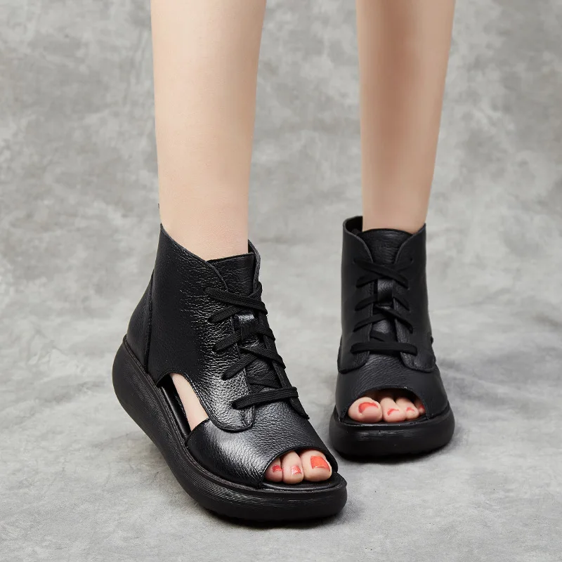 Summer New Sandals Head Layer Cowhide Thick Bottom Fish Mouth Sponge Cake Shoes Flat Bottom Hole Women's Roman Cool Boots
Summer New Sandals Head Layer Cowhide Thick Bottom Fish Mouth Sponge Cake Shoes Flat Bottom Hole Women's Roman Cool Boots