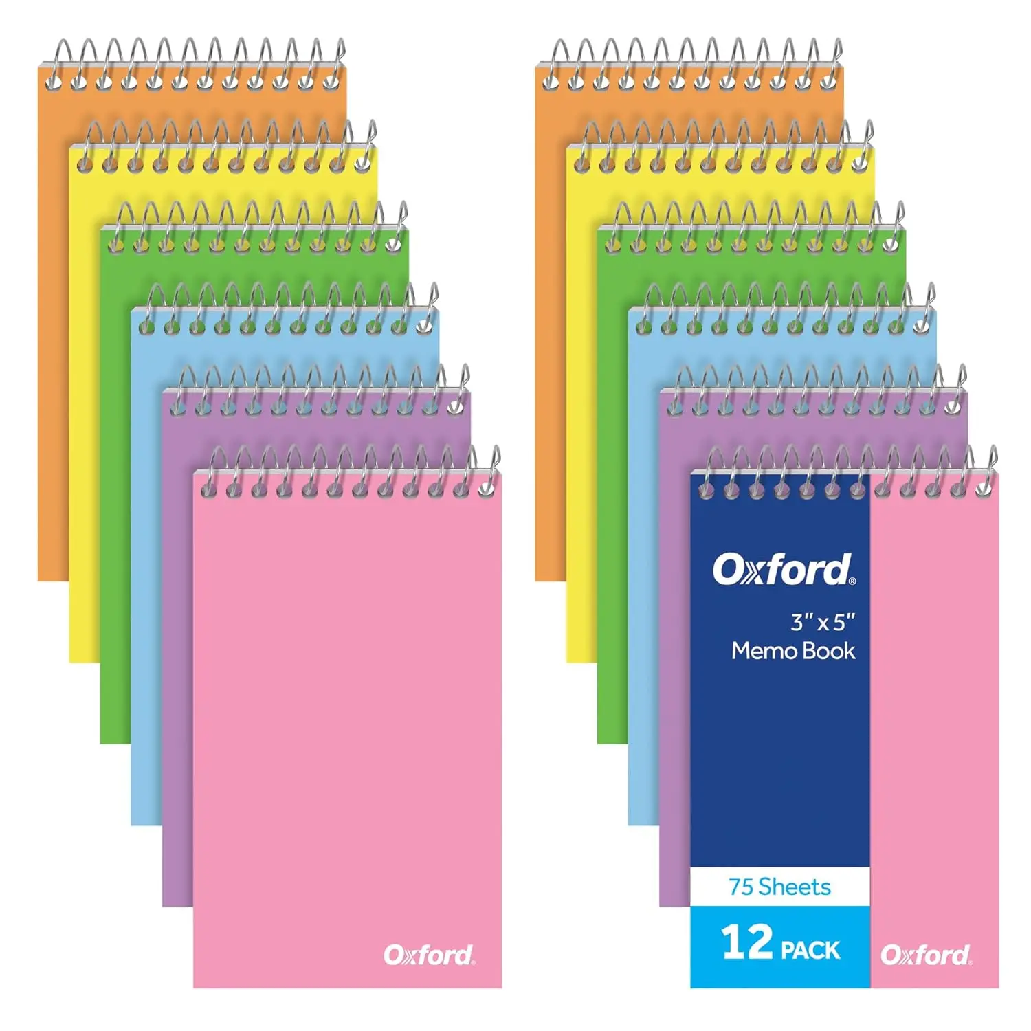 6-Color Pastel Memo Pads, 3x5 Inch, Top Spiral, College Ruled, 75 Sheets, 12 Pack
6-Color Pastel Memo Pads, 3x5 Inch, Top Spiral, College Ruled, 75 Sheets, 12 Pack