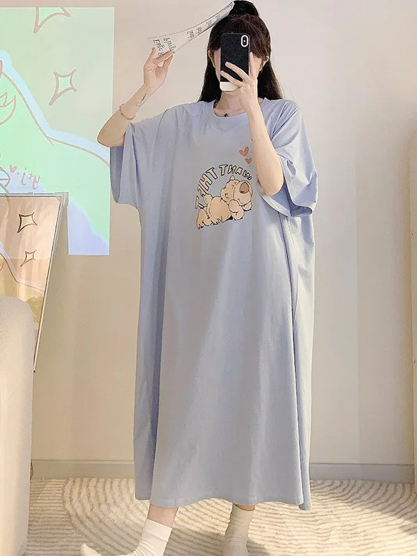 plus Size Women's Cotton Sleepwear Long T-Shirt Dress Summer Comfortable Breathable Maternity Gown Cartoon Print Casual Style
plus Size Women's Cotton Sleepwear Long T-Shirt Dress Summer Comfortable Breathable Maternity Gown Cartoon Print Casual Style