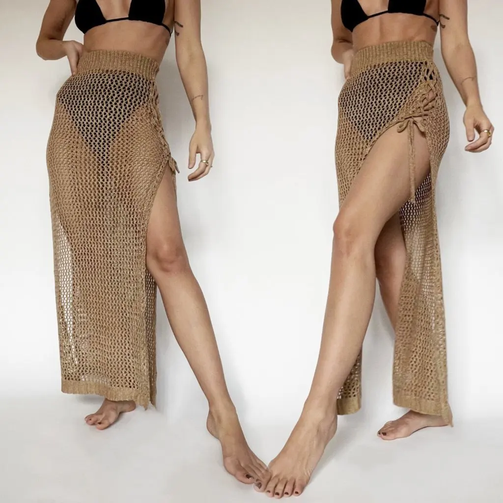 European and American women's beach skirt cross-border supply strap split sexy hollow skirt knitted skirt A283
European and American women's beach skirt cross-border supply strap split sexy hollow skirt knitted skirt A283