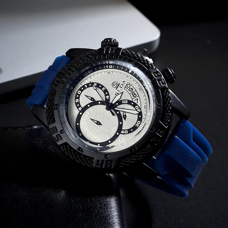 Часы для мужчин, модный силиконовый ремешок, хронограф, кварцевые наручные часы с автоматической датой, светящиеся стрелки, водонепроницаемые 3 атм
Часы для мужчин, модный силиконовый ремешок, хронограф, кварцевые наручные часы с автоматической датой, светящиеся стрелки, водонепроницаемые 3 атм