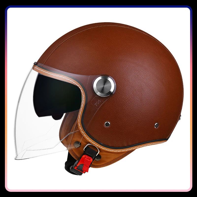 DOT Approved Electric Motorcycle Helmet Female Big Head Male Double Visor Brown Leather Retro 3/4 Helmet Open Half Helmets Jet
DOT Approved Electric Motorcycle Helmet Female Big Head Male Double Visor Brown Leather Retro 3/4 Helmet Open Half Helmets Jet