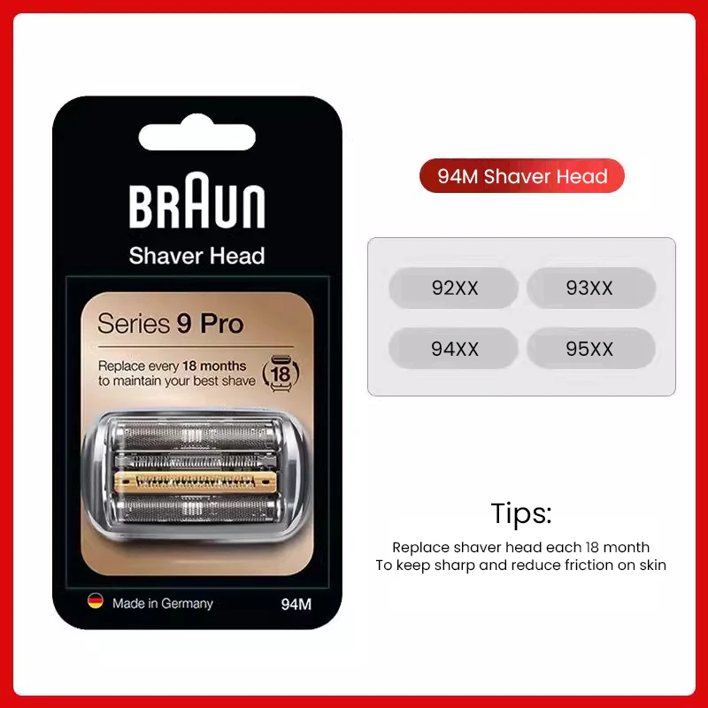 Braun Series 9 Pro Shaver Head Compatible with Braun Series 9 models 4+1 Cutting Elements 58 Ultra-Thin Foil Braun 94M
Braun Series 9 Pro Shaver Head Compatible with Braun Series 9 models 4+1 Cutting Elements 58 Ultra-Thin Foil Braun 94M