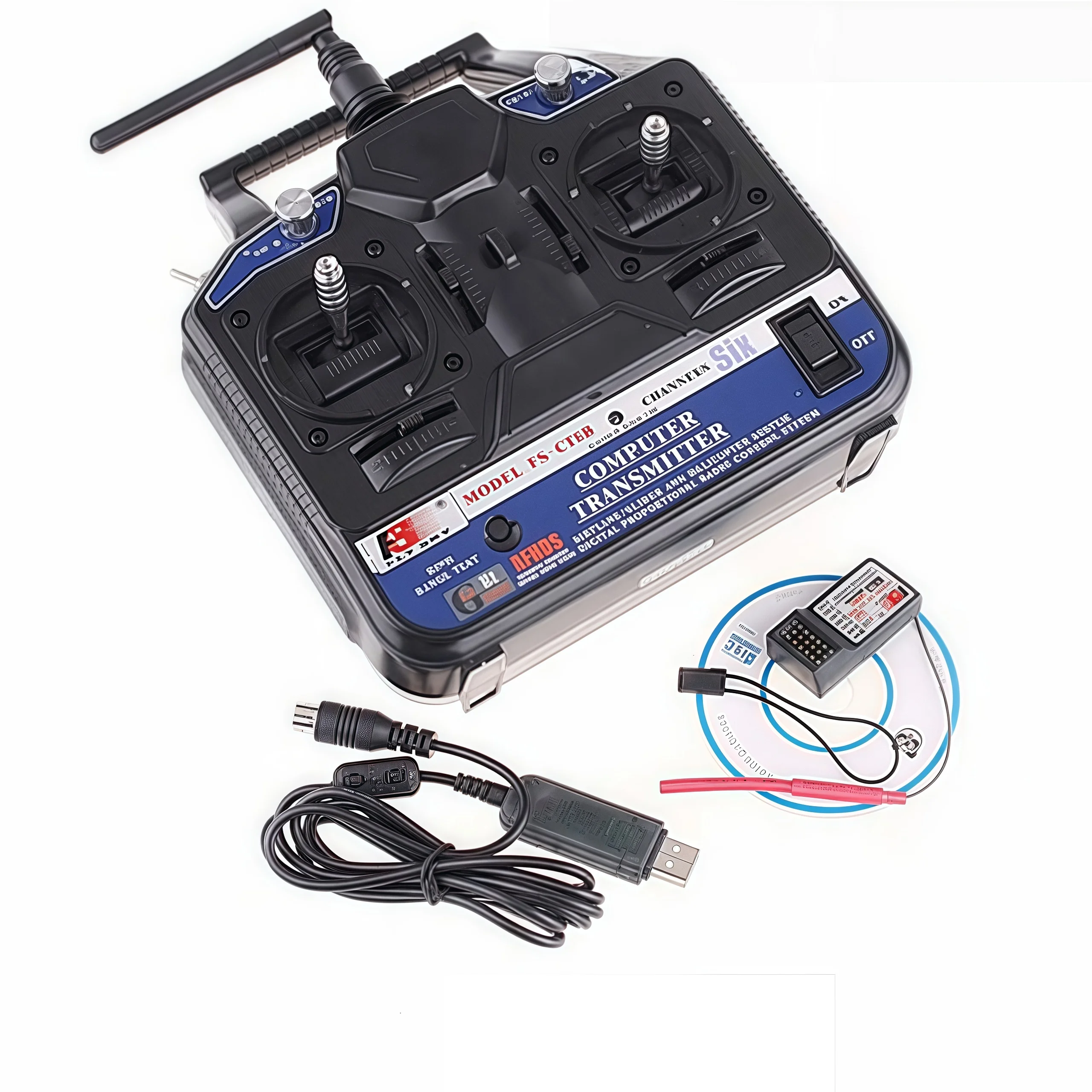 FATJAY FS-CT6B 6-Channel 2.4G Remote Controller with FS-R6B 6-Channel Receiver and Data Cable for Fixed-wing Aircraft Helicopter
FATJAY FS-CT6B 6-Channel 2.4G Remote Controller with FS-R6B 6-Channel Receiver and Data Cable for Fixed-wing Aircraft Helicopter