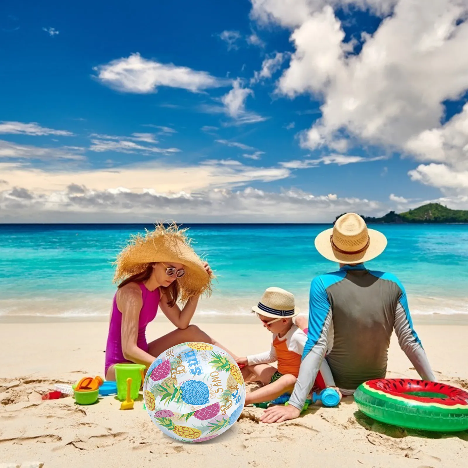 Набор из 3 надувных пляжных мячей: модные прозрачные с яркими цветочными и морскими принтами для летних вечеринок у бассейна и активных игр на пляже
Набор из 3 надувных пляжных мячей: модные прозрачные с яркими цветочными и морскими принтами для летних вечеринок у бассейна и активных игр на пляже