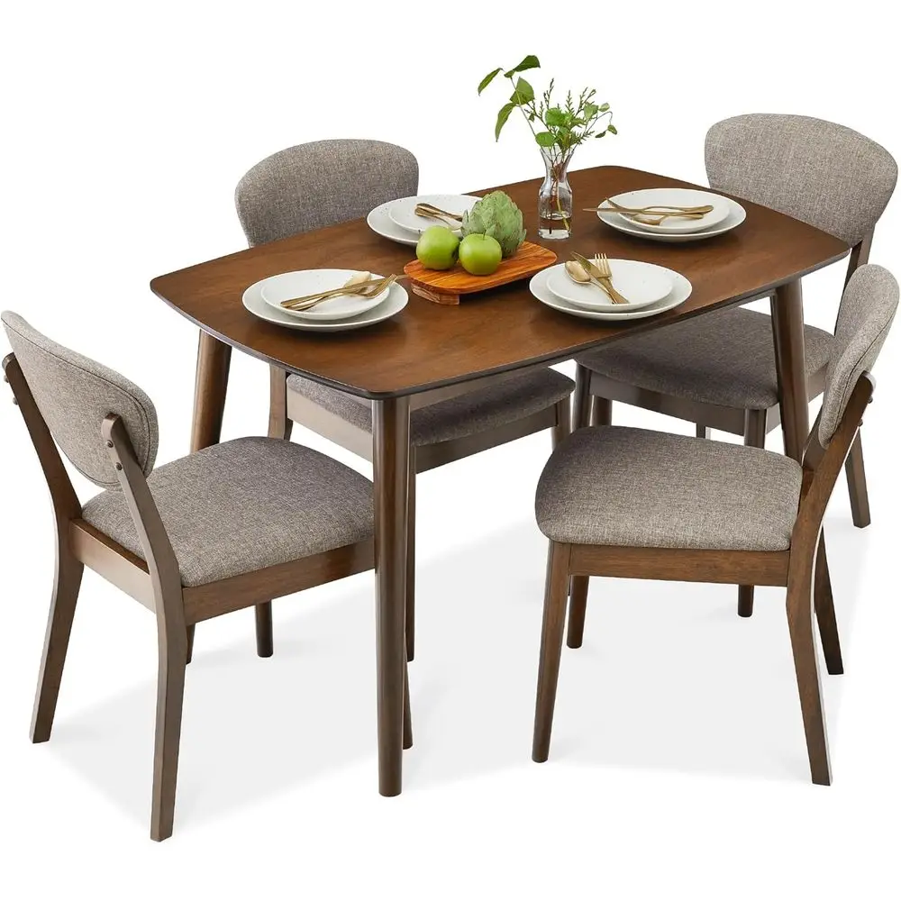Compact Modern 5-Piece Dining Set with Padded Chairs, Wooden - Walnut/Light Gray
Compact Modern 5-Piece Dining Set with Padded Chairs, Wooden - Walnut/Light Gray