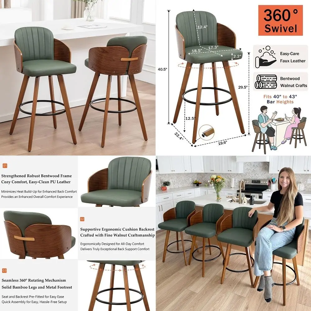 Stools Set of 4, 24 inch Counter Height Stools 360 Swivel Barstools Counter Stools for Kitchen Island with Woven Back and Suede
Stools Set of 4, 24 inch Counter Height Stools 360 Swivel Barstools Counter Stools for Kitchen Island with Woven Back and Suede