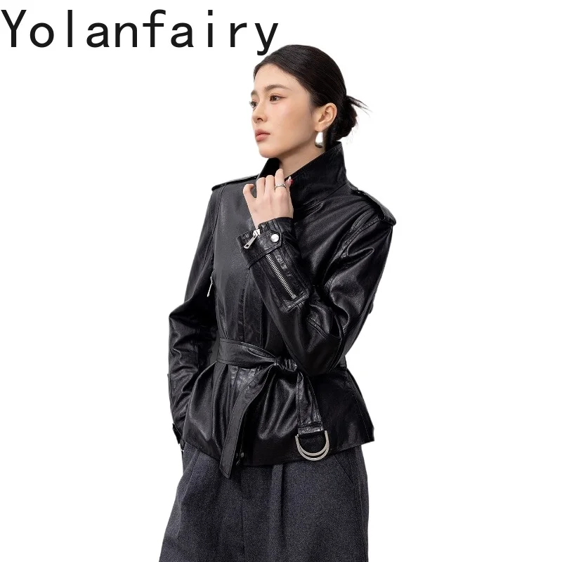 YOLANFAIRY 100% Real Sheepskin Coat Woman High Quality 2026 Genuine Leather Jacket Women Stand Collar Short Leather Jackets Belt
YOLANFAIRY 100% Real Sheepskin Coat Woman High Quality 2026 Genuine Leather Jacket Women Stand Collar Short Leather Jackets Belt