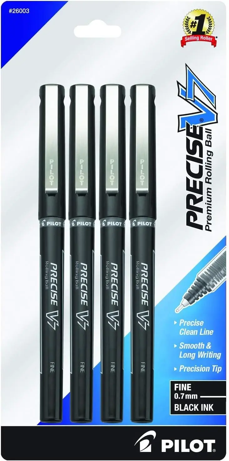 Fine Point 0.7mm Liquid Ink Rollerball Pens, Black Ink, Pack of 4 for School Journaling Office Writing
Fine Point 0.7mm Liquid Ink Rollerball Pens, Black Ink, Pack of 4 for School Journaling Office Writing