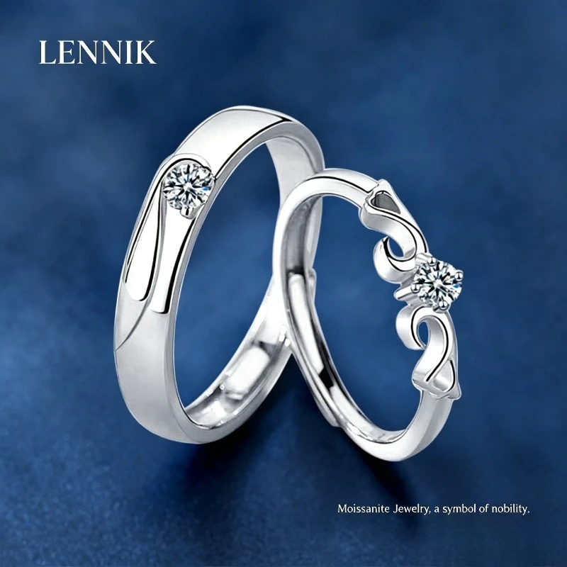 LENNIK S925 Sterling Silver Angel Wings Moissanite Couple Rings Ins Minimalist Adjustable Open Band Wedding Jewelry for Lovers
LENNIK S925 Sterling Silver Angel Wings Moissanite Couple Rings Ins Minimalist Adjustable Open Band Wedding Jewelry for Lovers