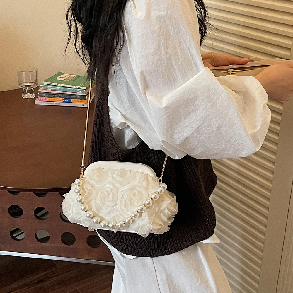 Romantic Rose Frame Crossbody Bag Women, Pearl Handle Evening Clutch Bag, Elegant Chain Shoulder Bag for Party Wedding Use
Romantic Rose Frame Crossbody Bag Women, Pearl Handle Evening Clutch Bag, Elegant Chain Shoulder Bag for Party Wedding Use