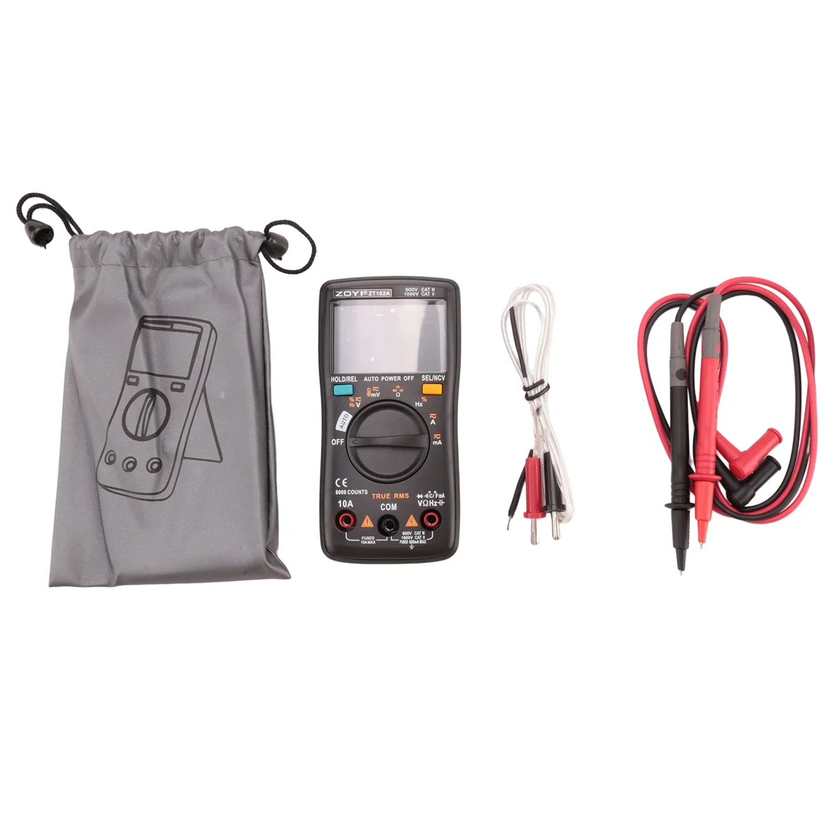ZOYI ZT102A Digital Multimeter 6000 Counts Auto 113D Back Light AC/DC Voltmeter Transistor Tester Frequency Diode Temperature
ZOYI ZT102A Digital Multimeter 6000 Counts Auto 113D Back Light AC/DC Voltmeter Transistor Tester Frequency Diode Temperature