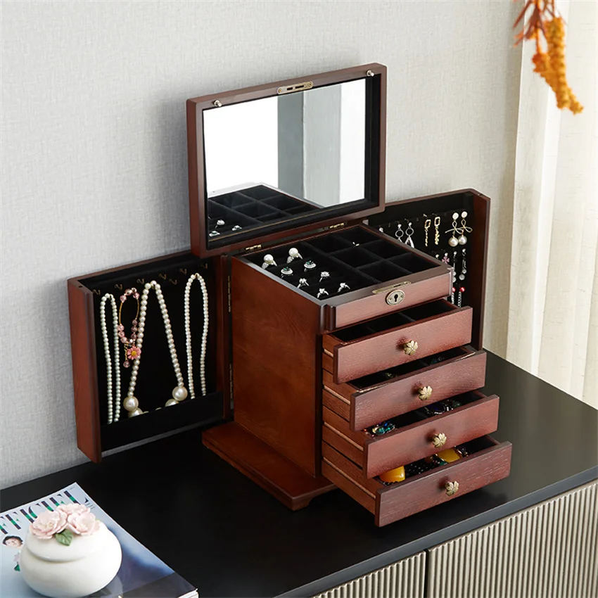 Multi-Layer Wooden Jewelry Case Organizer Jewelry Display Casket Retro Large Capacity Wedding Jewelry Gift Box With Lock
Multi-Layer Wooden Jewelry Case Organizer Jewelry Display Casket Retro Large Capacity Wedding Jewelry Gift Box With Lock