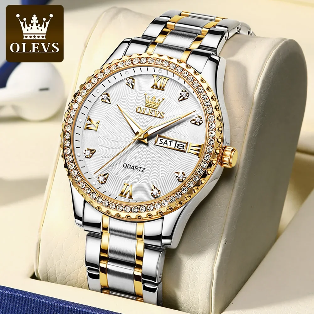 OLEVS 5565 Quartz Stainless Steel Strap Watch for Men Golden Diamond-encrusted Luxury Waterproof Business Men Wristwatch
OLEVS 5565 Quartz Stainless Steel Strap Watch for Men Golden Diamond-encrusted Luxury Waterproof Business Men Wristwatch