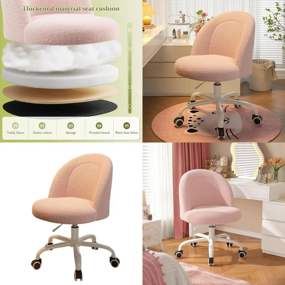 Plush Pink Swivel Chair on Casters, Compact Desk Seat with Cushioned Back, Height-Adjustable Armless Office Stool for Comfort an
Plush Pink Swivel Chair on Casters, Compact Desk Seat with Cushioned Back, Height-Adjustable Armless Office Stool for Comfort an