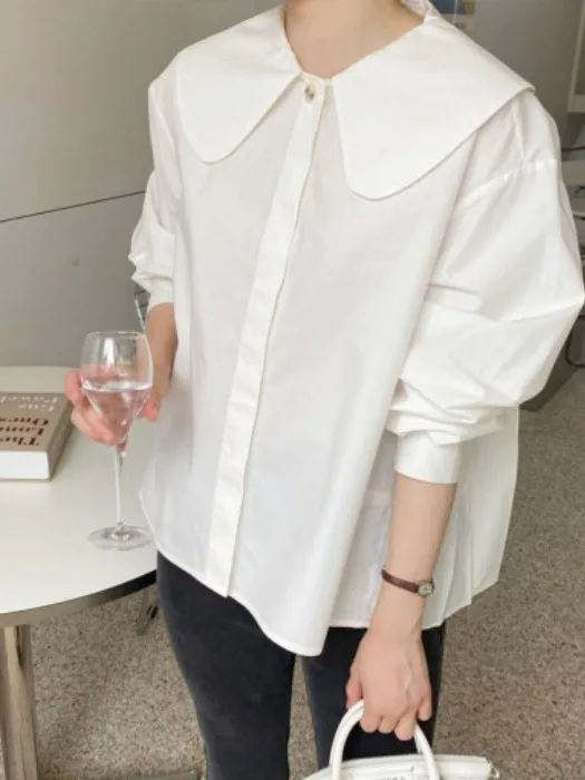 Chic Spring White Long Sleeve Loose Doll Collar Pleated Back Women's Shirt French Style Casual Comfortable Breathable Top
Chic Spring White Long Sleeve Loose Doll Collar Pleated Back Women's Shirt French Style Casual Comfortable Breathable Top