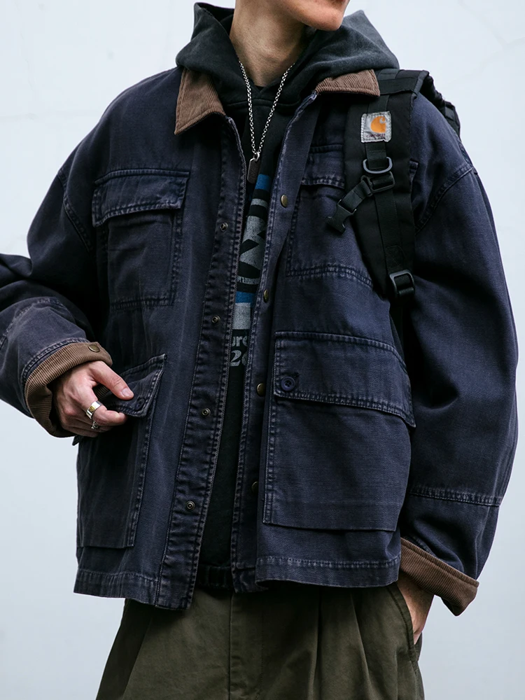 Retro American Heavyweight Waed Multi-ket Workwear Jaet Men's Ready-To-Wear Dyed Patchwork Corduroy Collar Trendy Coat
Retro American Heavyweight Waed Multi-ket Workwear Jaet Men's Ready-To-Wear Dyed Patchwork Corduroy Collar Trendy Coat