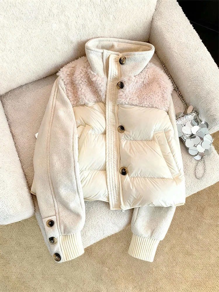 Хлопковая куртка свободного кроя с мехом ягненка и воротником-стойкой, женская зимняя теплая модная дизайнерская хлопковая верхняя одежда, пальто
Хлопковая куртка свободного кроя с мехом ягненка и воротником-стойкой, женская зимняя теплая модная дизайнерская хлопковая верхняя одежда, пальто