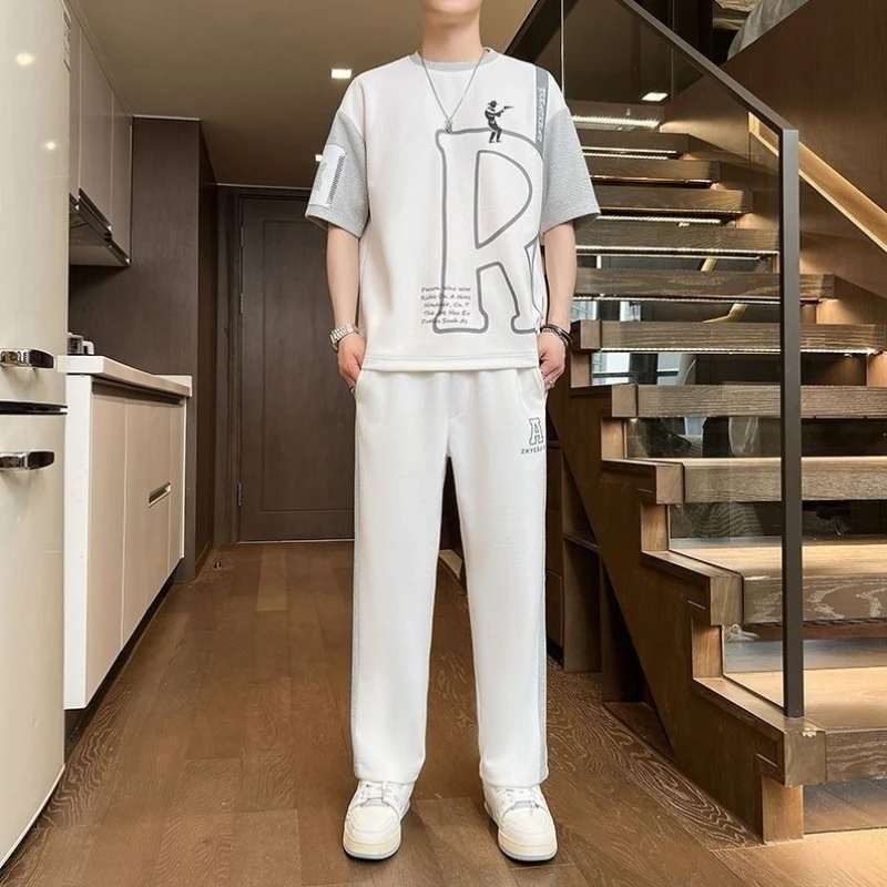 Men's Plus Size 2 Piece Outfit Summer Casual Short Sleeve T Shirt Long Pants Set Big Tall Teen Boys Streetwear Loose Tracksuit
Men's Plus Size 2 Piece Outfit Summer Casual Short Sleeve T Shirt Long Pants Set Big Tall Teen Boys Streetwear Loose Tracksuit