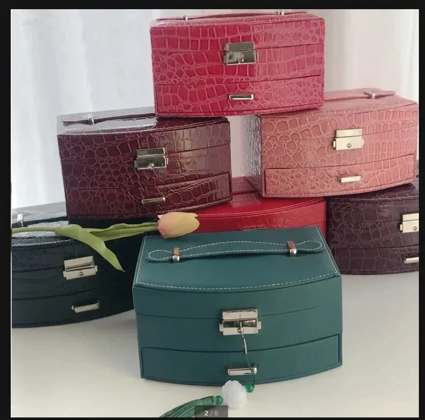 Vintage Leather Jewelry Box Double Storage Box with Lock Wedding Gift Watch Ring Storage Container Creative Home Storage Tools
Vintage Leather Jewelry Box Double Storage Box with Lock Wedding Gift Watch Ring Storage Container Creative Home Storage Tools