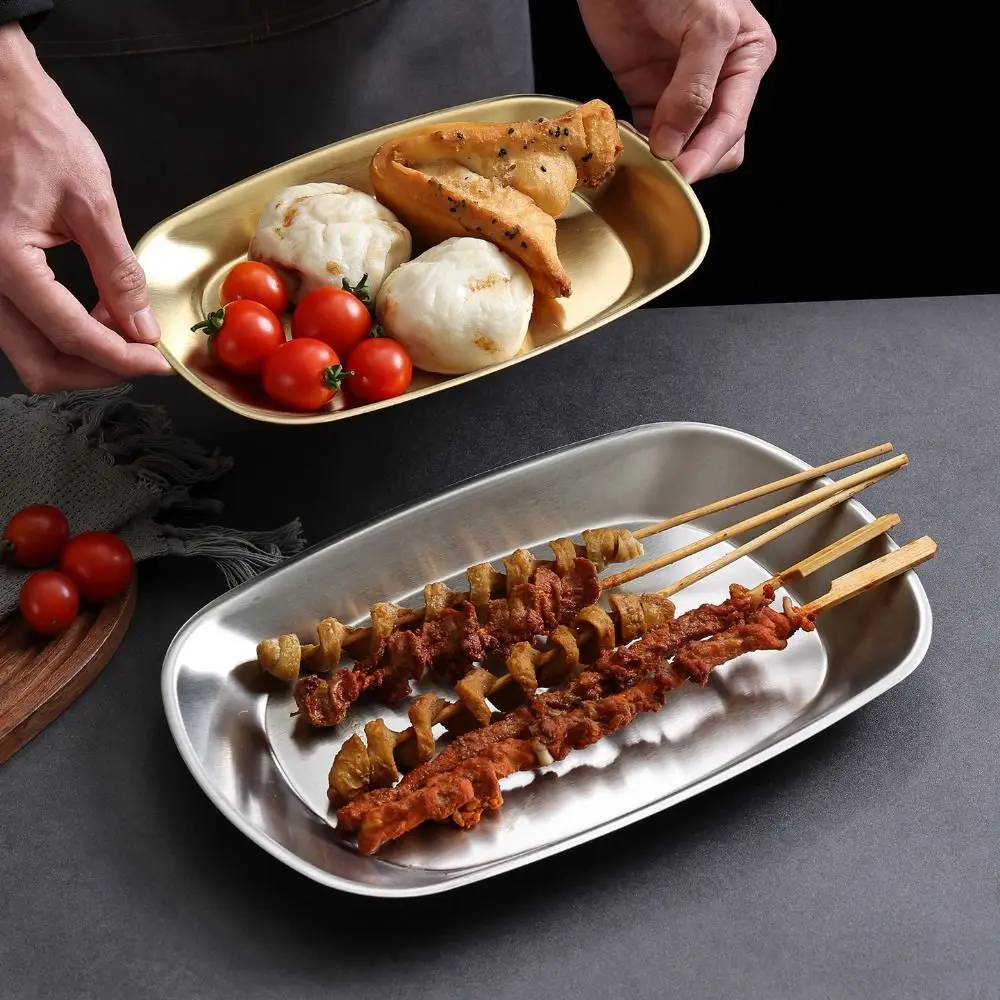 Stainless Steel Picnic Dinner Plate Smooth Edge Portable Dessert Salad Plate Household Stable Base Food Serving Tray
Stainless Steel Picnic Dinner Plate Smooth Edge Portable Dessert Salad Plate Household Stable Base Food Serving Tray