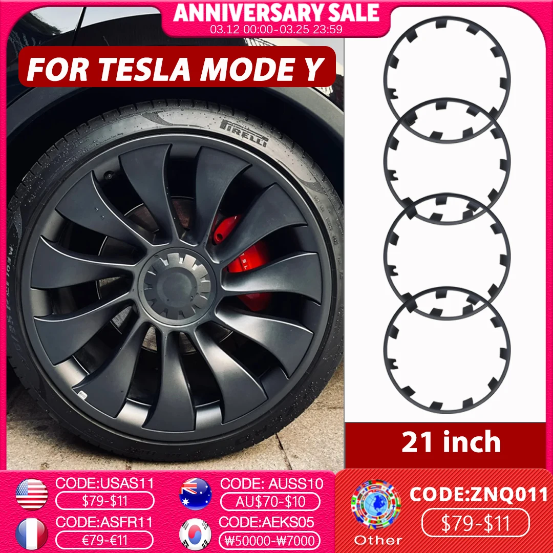 Комплект из 4 защитных колец для колесных дисков Tesla Model Y 21 дюйм, сменные накладки на обода, аксессуары для защиты колес 2018-2023 гг.
Комплект из 4 защитных колец для колесных дисков Tesla Model Y 21 дюйм, сменные накладки на обода, аксессуары для защиты колес 2018-2023 гг.