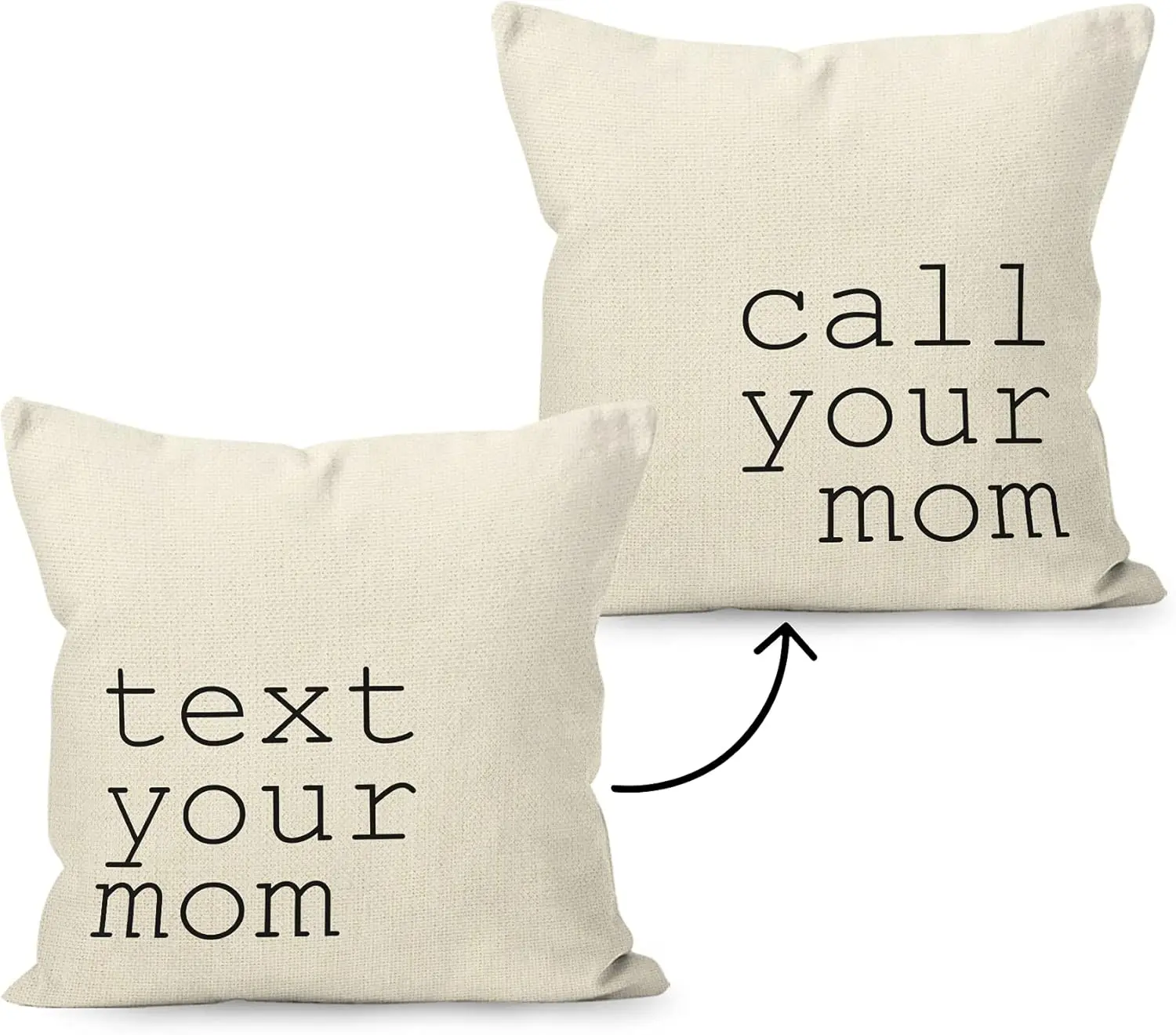 Reversible Linen Throw Pillow Cover 18x18, Call Text Your Mom, College Dorm Decor, Graduation Gift (White)
Reversible Linen Throw Pillow Cover 18x18, Call Text Your Mom, College Dorm Decor, Graduation Gift (White)