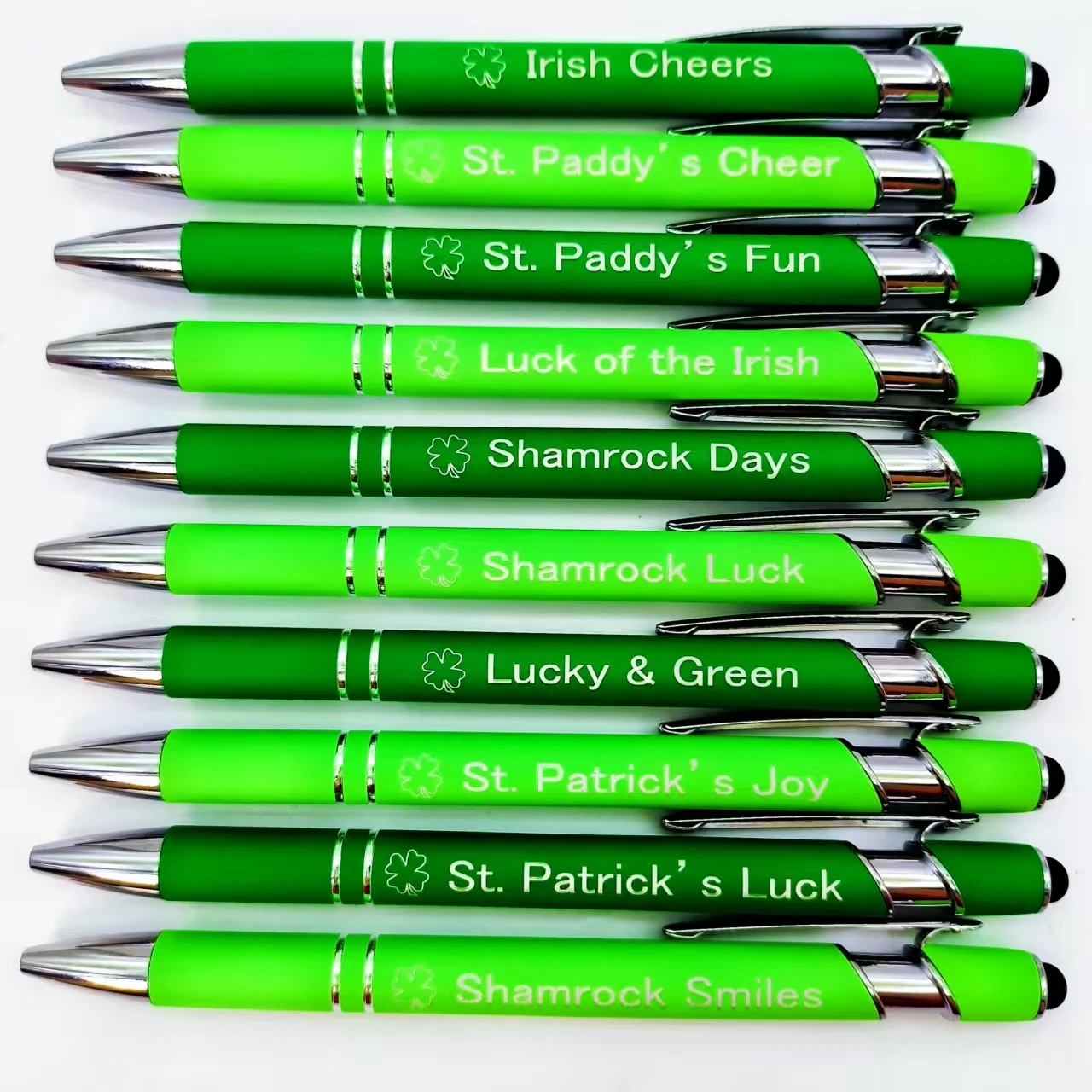 7pcs/13pcs ballpoint pen with clover pattern, St. Paul's clover joyful phrase engraving pen, daily office stationery
7pcs/13pcs ballpoint pen with clover pattern, St. Paul's clover joyful phrase engraving pen, daily office stationery