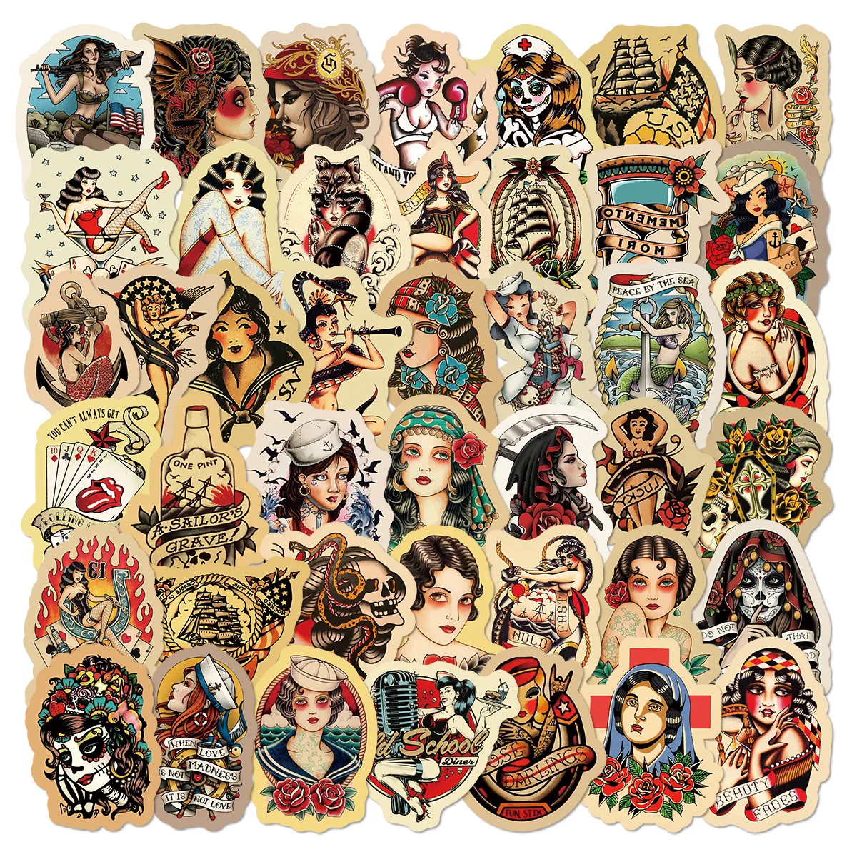 50PCS Retro Tattoo Style Girl Graffiti Sticker DIY Phone Case Helmet Headphones Car Water Cup Waterproof Sticker Kids Toy
50PCS Retro Tattoo Style Girl Graffiti Sticker DIY Phone Case Helmet Headphones Car Water Cup Waterproof Sticker Kids Toy